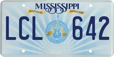 MS license plate LCL642