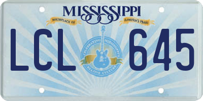 MS license plate LCL645