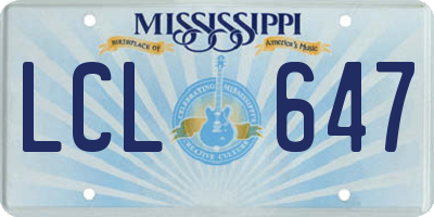 MS license plate LCL647