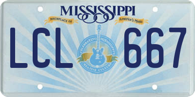 MS license plate LCL667