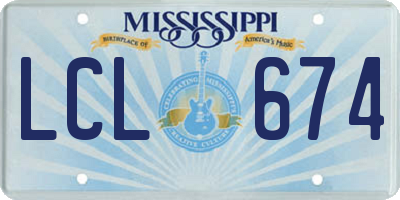 MS license plate LCL674