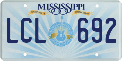 MS license plate LCL692