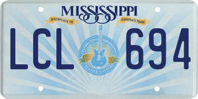 MS license plate LCL694