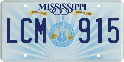 MS license plate LCM915