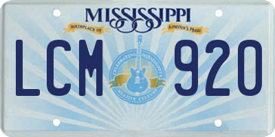 MS license plate LCM920
