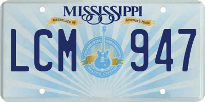 MS license plate LCM947