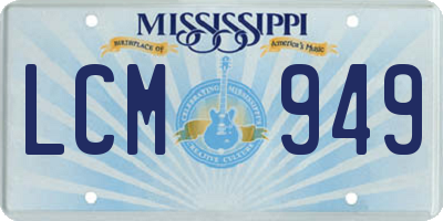 MS license plate LCM949