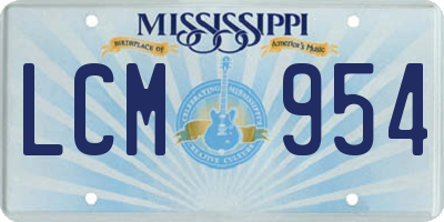 MS license plate LCM954