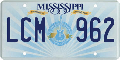 MS license plate LCM962