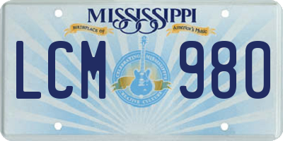 MS license plate LCM980