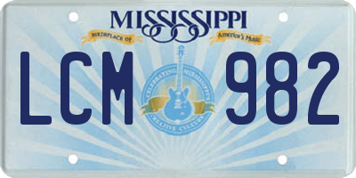 MS license plate LCM982