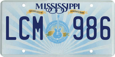 MS license plate LCM986