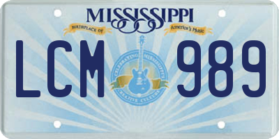 MS license plate LCM989