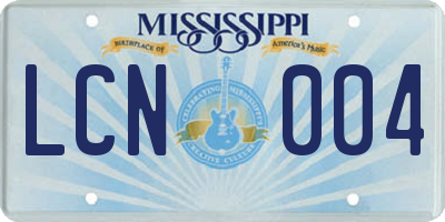 MS license plate LCN004