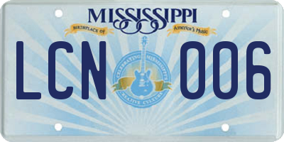 MS license plate LCN006