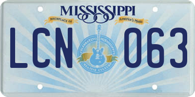 MS license plate LCN063