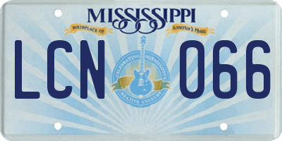 MS license plate LCN066