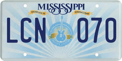 MS license plate LCN070