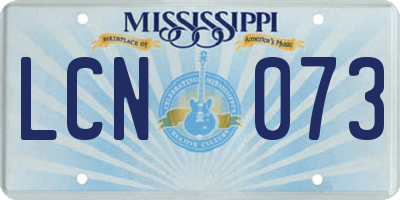 MS license plate LCN073