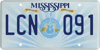 MS license plate LCN091