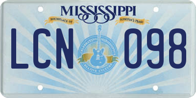 MS license plate LCN098