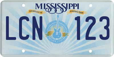 MS license plate LCN123