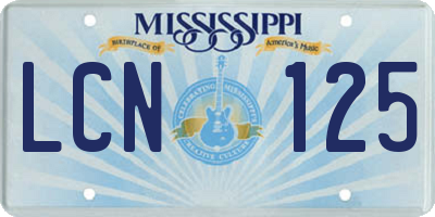 MS license plate LCN125