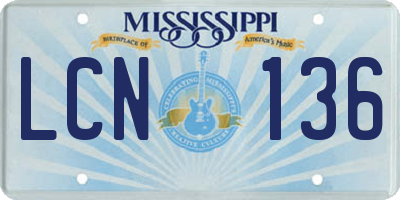 MS license plate LCN136