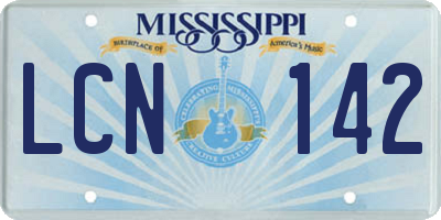 MS license plate LCN142