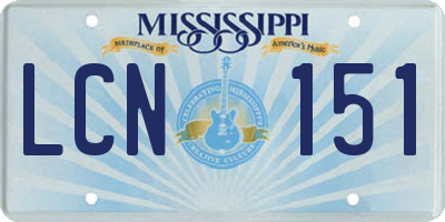 MS license plate LCN151