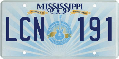 MS license plate LCN191