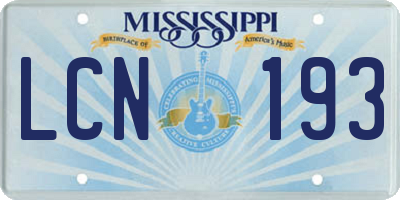MS license plate LCN193