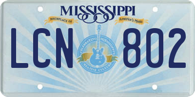 MS license plate LCN802