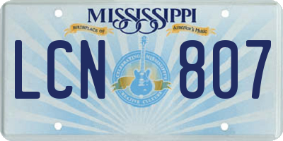 MS license plate LCN807