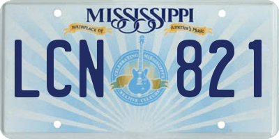 MS license plate LCN821