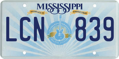 MS license plate LCN839