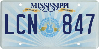 MS license plate LCN847