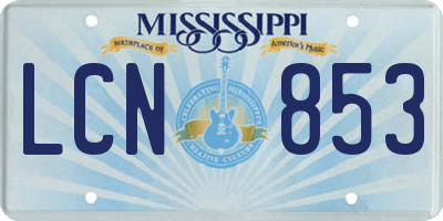 MS license plate LCN853