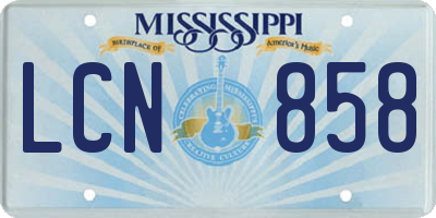 MS license plate LCN858