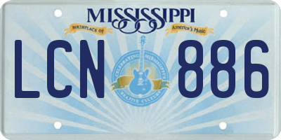 MS license plate LCN886