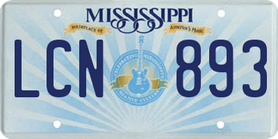 MS license plate LCN893