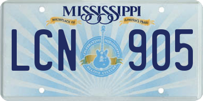 MS license plate LCN905