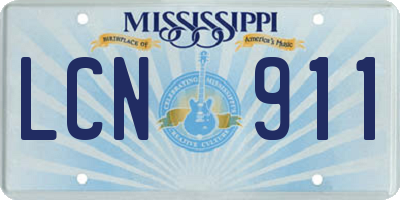 MS license plate LCN911