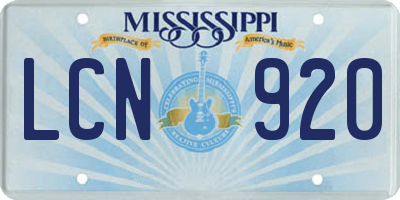 MS license plate LCN920