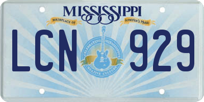 MS license plate LCN929