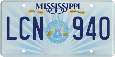 MS license plate LCN940