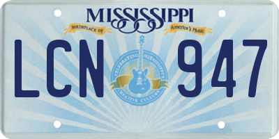 MS license plate LCN947