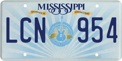 MS license plate LCN954