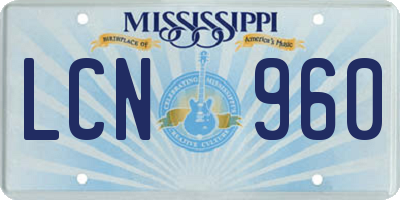 MS license plate LCN960