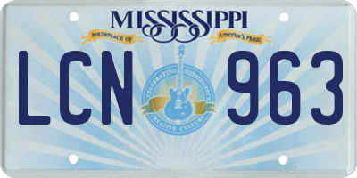 MS license plate LCN963